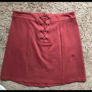 Lush Tie Up Burnt Orange Skirt